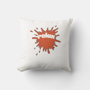 Minimalist Red Brushstroke “Relax” Square Pillow –