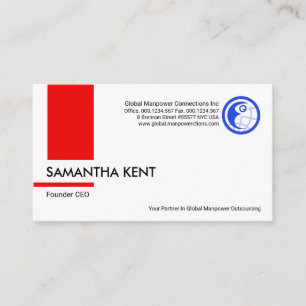 Minimalist Red Column Stripe Manpower Consultant Business Card