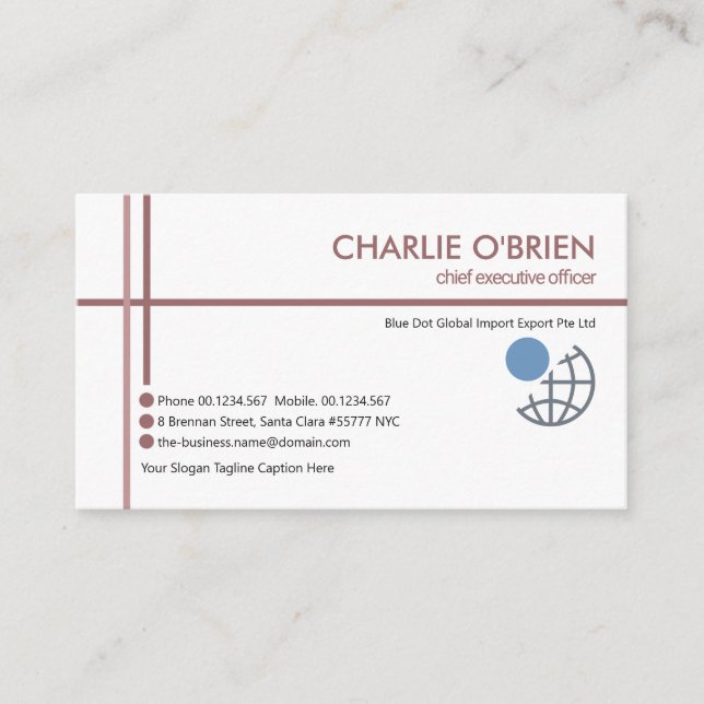 Minimalist Red Crisscross Lines Import Export Business Card (Front)