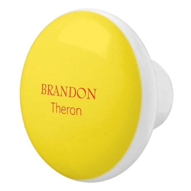 Minimalist red custom monogram simple yellow ceramic knob (Right)