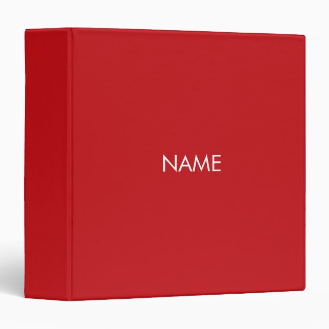 Minimalist red custom name text monogram binder (Front/Spine)