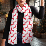 Minimalist Red Deer Pattern Christmas Scarf<br><div class="desc">This elegant chiffon scarf features a minimalist red deer pattern, perfect for adding a stylish touch to your winter wardrobe. Ideal for holiday gatherings, Christmas parties, or casual everyday wear, the delicate design showcases running deer silhouettes against a clean white background. This lightweight scarf makes a great holiday gift or...</div>