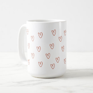 Minimalist Red Doodle Hearts All Over Print Coffee Mug