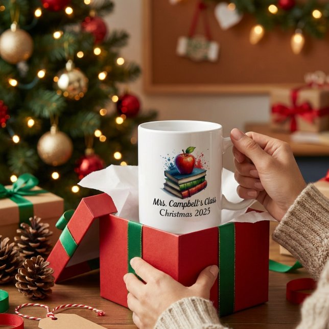 Minimalist Red Educator/Teacher Books Personalize Coffee Mug (Creator Uploaded)