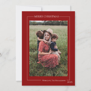 Minimalist Red Family Photo Holiday Card