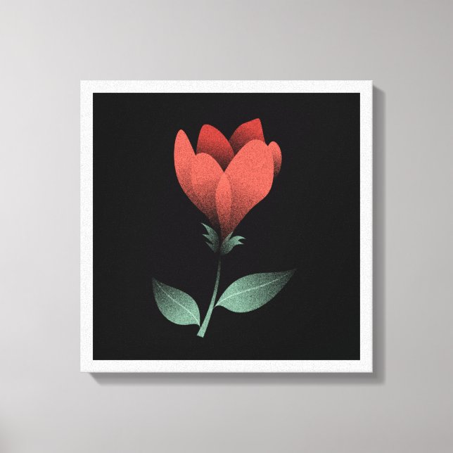 Minimalist Red Flower, Black Background Art Print (Front)