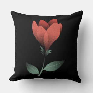 Minimalist Red Flower, Black Background Art Print Throw Pillow