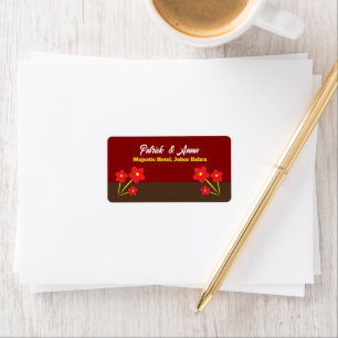Minimalist Red Flowers Trio  Design Label