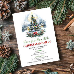 Minimalist Red Green Christmas Scene Digital Invitation
