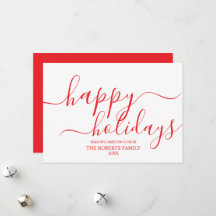 Minimalist Red Happy Holidays Elegant Typography