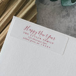 Minimalist Red Happy New Year Return Address<br><div class="desc">These minimalist red happy new year return address labels are perfect for a simple holiday card or invitation. The design features classic red and white typography paired with a rustic yet elegant script font with hand lettered style.</div>