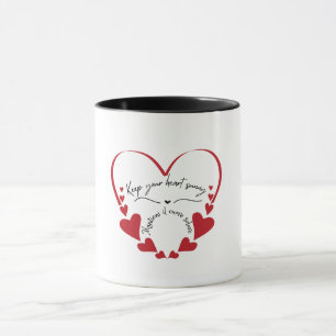Minimalist Red Heart Bilingual Design  Mug