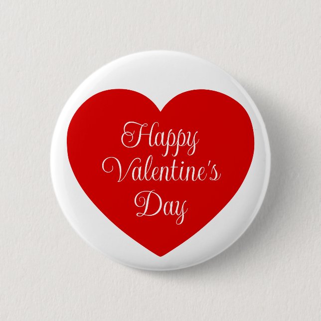Minimalist Red Heart Happy Valentines Day 2 Inch Round Button (Front)