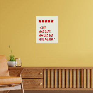 Minimalist Red Heart Kitchen Cooking Quote  Poster