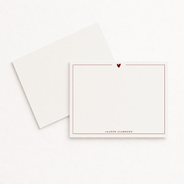 Minimalist Red Heart Stationery Note Card (Creator Uploaded)