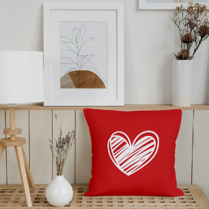 Minimalist Red Heart Throw Pillow