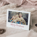 Minimalist Red Merry Christmas Landscape Photo Holiday Card<br><div class="desc">This minimalist red Merry Christmas landscape photo holiday card is the perfect simple holiday greeting. The design features classic red and white typography paired with a rustic yet elegant script font with hand lettered style. Add your family picture and personalize the card with your family name, year, inside greeting, and...</div>