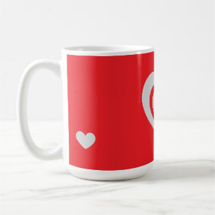 Minimalist Red Mug with Heart Pattern