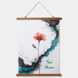 Minimalist Red Poppy Ink Art Print Hanging Tapestry