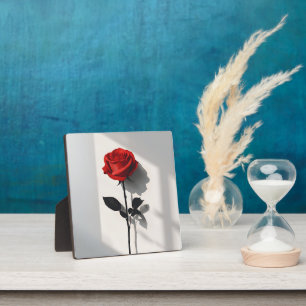 Minimalist Red Rose – Botanical Art Print Plaque