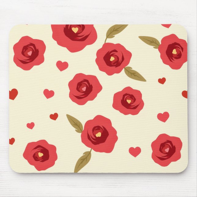 Minimalist Red Roses Mouse Pad (Front)