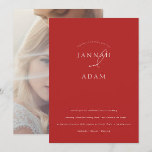Minimalist Red Script Wedding Invitation
