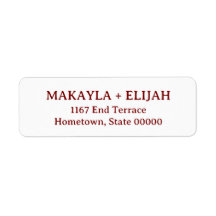 Minimalist Red Serif Name & Return Address