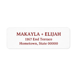 Minimalist Red Serif Name & Return Address