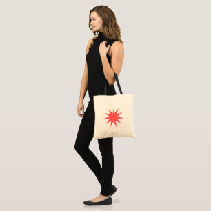 Minimalist Red Starburst Cream Tote Bag - Modern 1