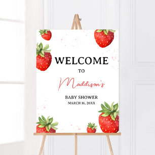 Minimalist Red Strawberry Welcome Poster