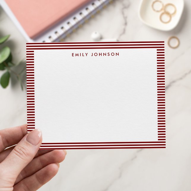 Minimalist Red Stripes Monogram Card (Creator Uploaded)