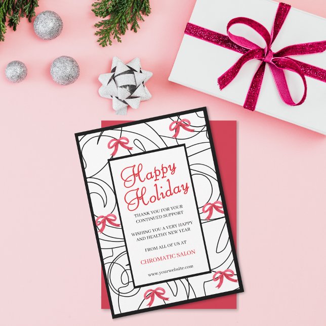 Minimalist Red White Abstract Line Ribbon Holiday  (Creator Uploaded)