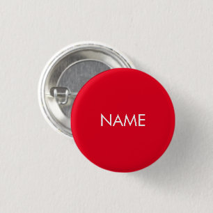 Minimalist red white custom name text elegant 1 inch round button