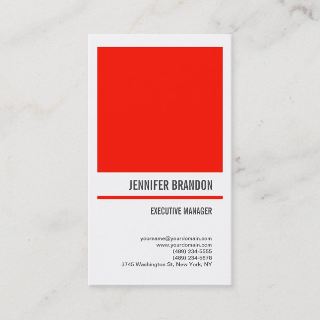 Minimalist Red White Modern Professional Business Card (Front)