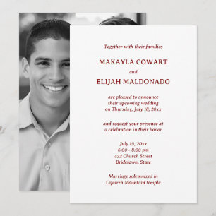 Minimalist Red & White Temple Wedding Reception Invitation