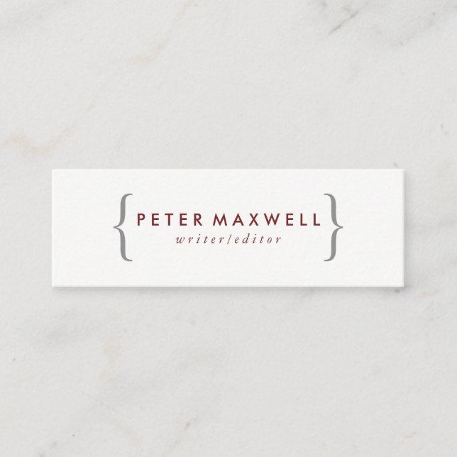 Minimalist Red with Brackets Mini Business Card (Front)