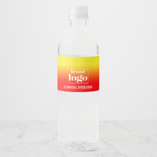 Minimalist Red Yellow Gradient Elemental Logo Water Bottle Label