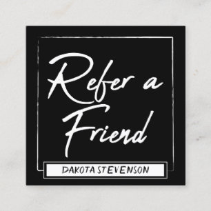 Minimalist Referral Card   Modern Black and White