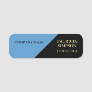 Minimalist Regatta Blue Black Polished Name Tag