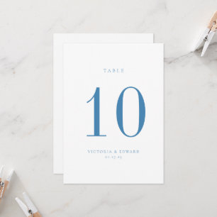 Minimalist Regency Blue Wedding Table Number Card