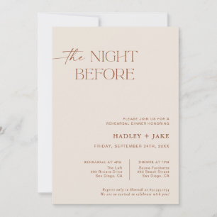 Minimalist Rehearsal Dinner Invite   Night Before 