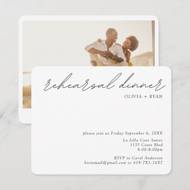 Minimalist Rehearsal Dinner Wedding Enclosure Card (Front/Back)