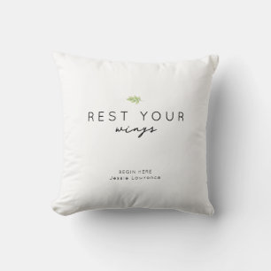 Minimalist Rest Your Wings Personalized Throw Pillow