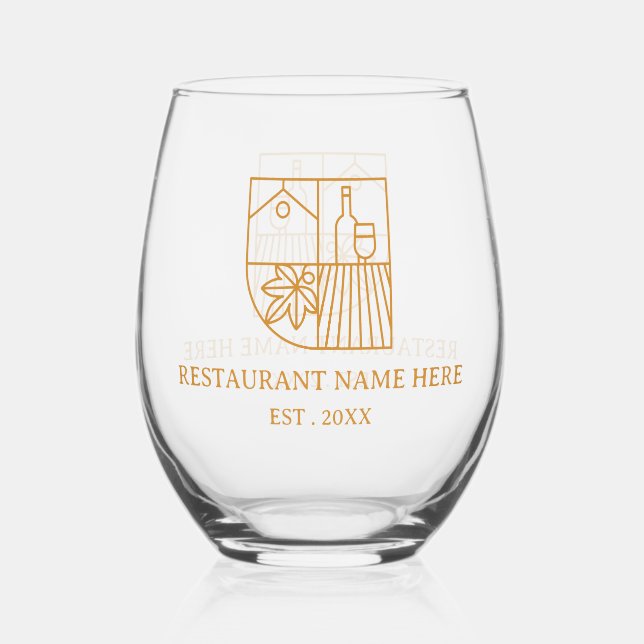 Minimalist  Restaurant Name Stemless Wine Glass (Front)