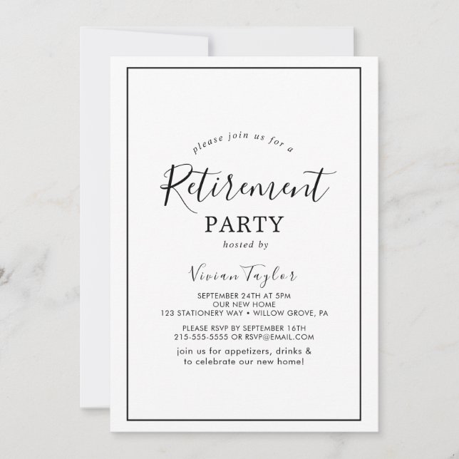 Minimalist Retirement Party Invitation (Front)