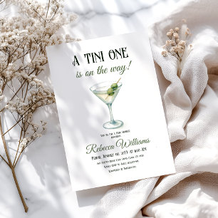 Minimalist Retro A Tini One Martini Baby Shower Invitation