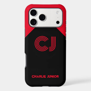 Minimalist Retro Aesthetic Red & Black Monogram 