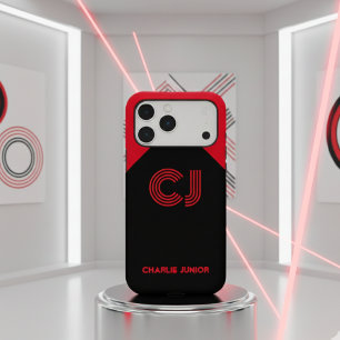 Minimalist Retro Aesthetic Red & Black Monogram