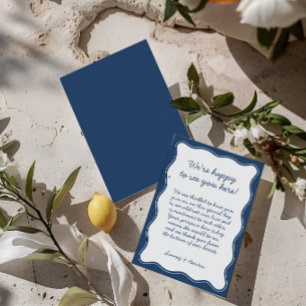 Minimalist Retro Blue Wedding Welcome  Thank You Card
