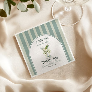 Minimalist Retro Bow Tini One Martini Baby Shower Napkin
